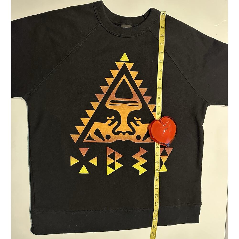 Vintage Obey Sweatshirt Mens Sz Med Black Made In USA The Giat Aztec Shepard 90s - Picture 3 of 8